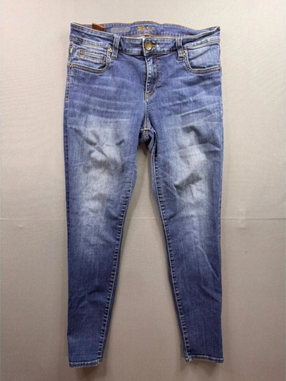 Kut from the Kloth Skinny Jeans Women Blue Medium Wash Whiskered Stretch 10S